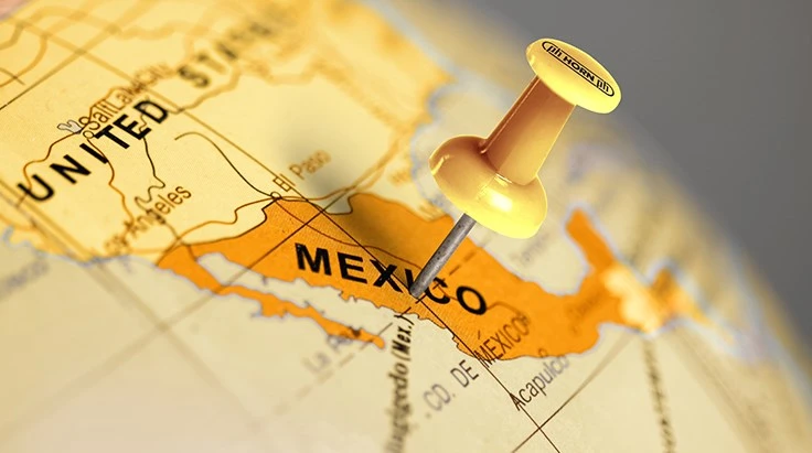 thumbtack on map of mexico