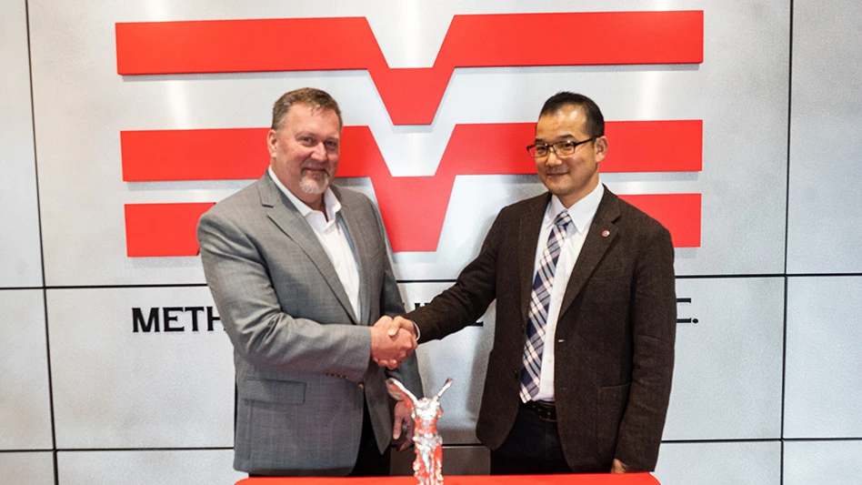 Dale Hedberg, COO, Methods Machine Tools (left) and Yasushi Kimura, President, Yasda Precision America Corp.