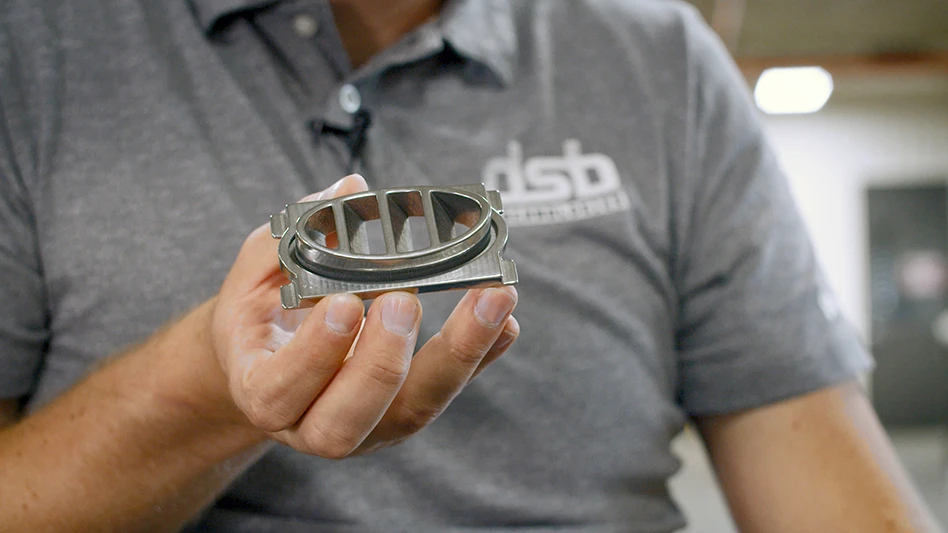 DSB Technologies is now working with customers on new metal part applications and designs, such as this vent application, made possible with metal binder jetting technology from Desktop Metal.