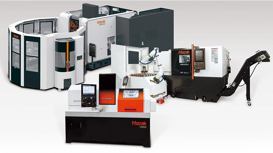 A collage of a range of Mazak machines