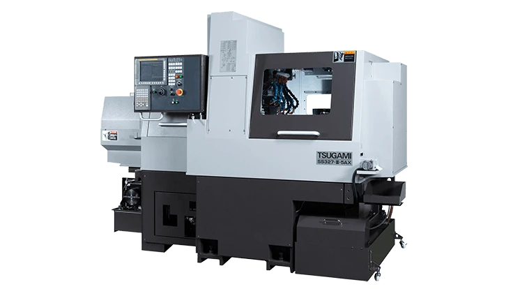 Tsugami SS327-III-5AX, 32mm, B-axis, chucker-convertible Swiss CNC lathe